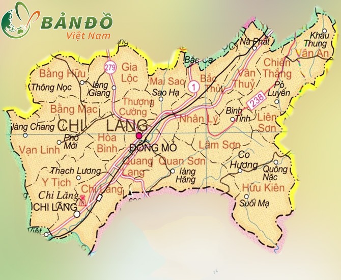 Bản đồ hành chính các xã huyện Chi Lăng