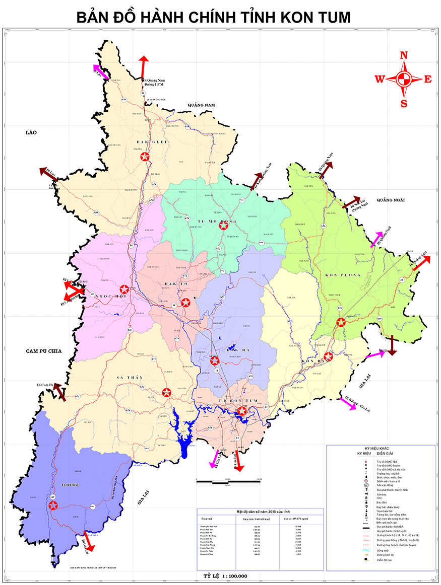 Bản đồ hành chính tỉnh Kon Tum 