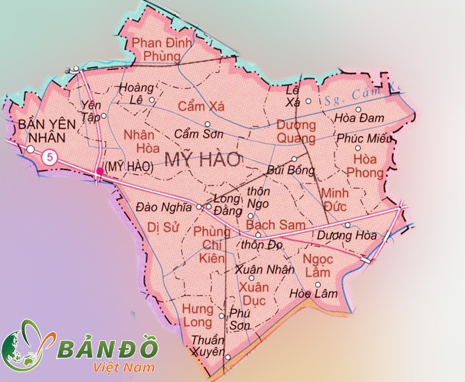Bản đồ hành chính thị xã Mỹ Hào 