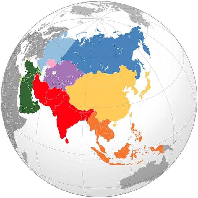 Vị trí các nước Châu Á ở trên bề mặt trái đất