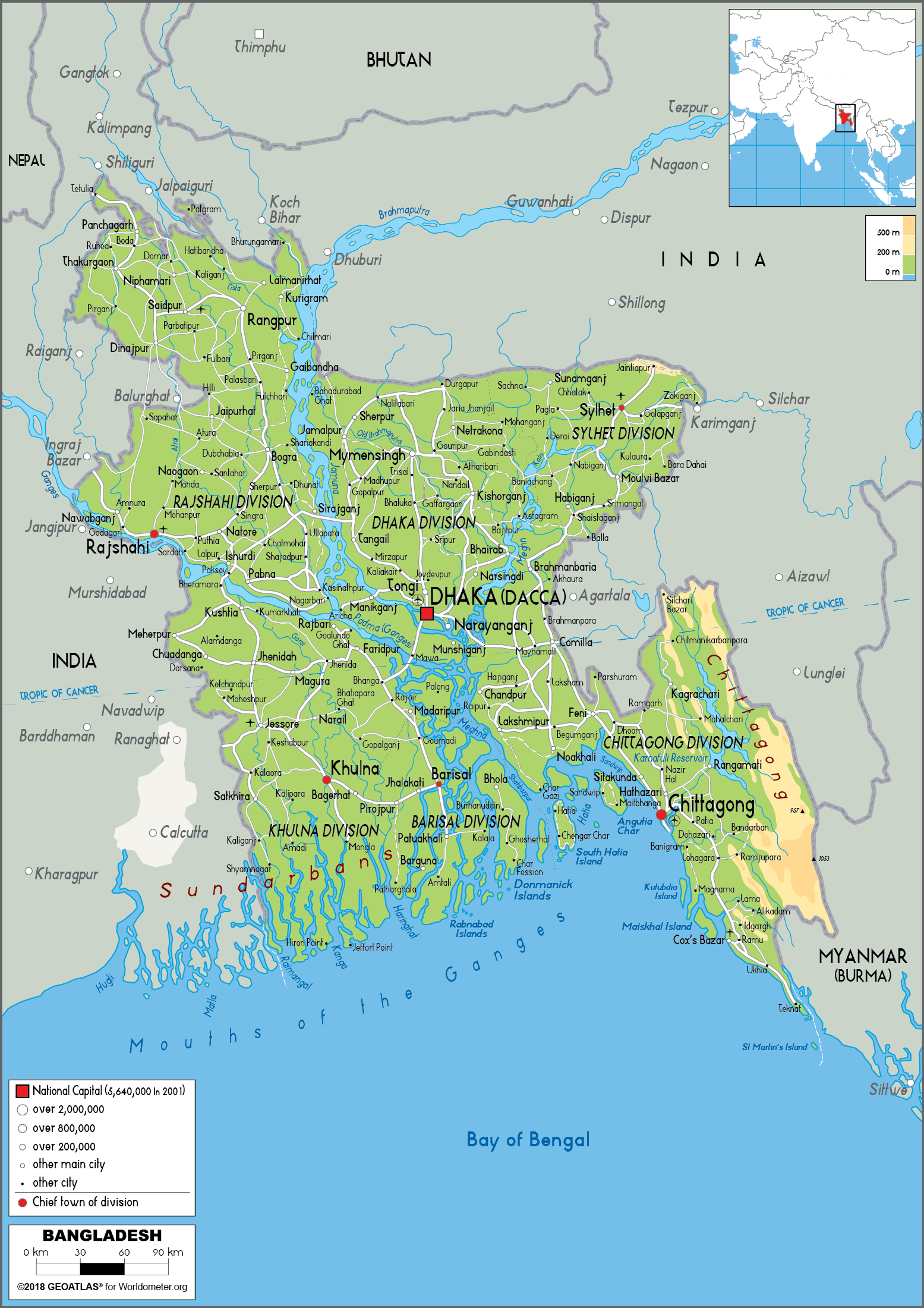 Bản đồ nước Bangladesh (Bangladesh Map) khổ lớn năm 2023