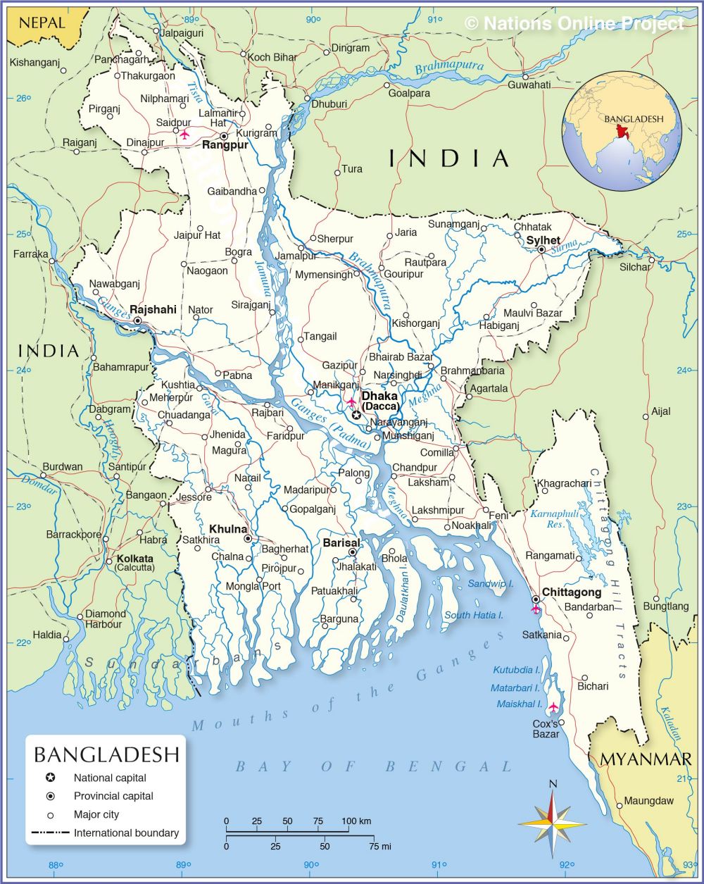 Bản đồ nước Bangladesh (Bangladesh Map) khổ lớn năm 2023