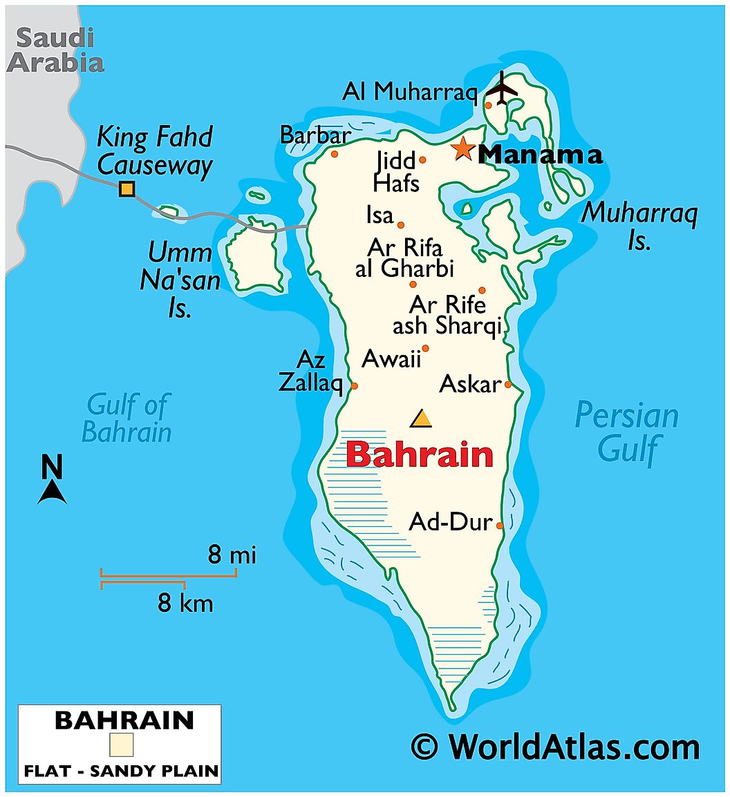 Bản đồ nước Bahrain (Kingdom of Bahrain Map) khổ lớn năm 2023