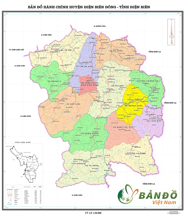 Bản đồ hành chính Huyện Điện Biên Đông 