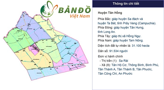 Bản đồ hành chính Huyện Tân Hồng    