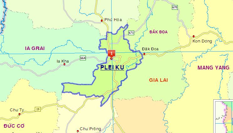 Bản đồ hành chính thành phố Pleiku