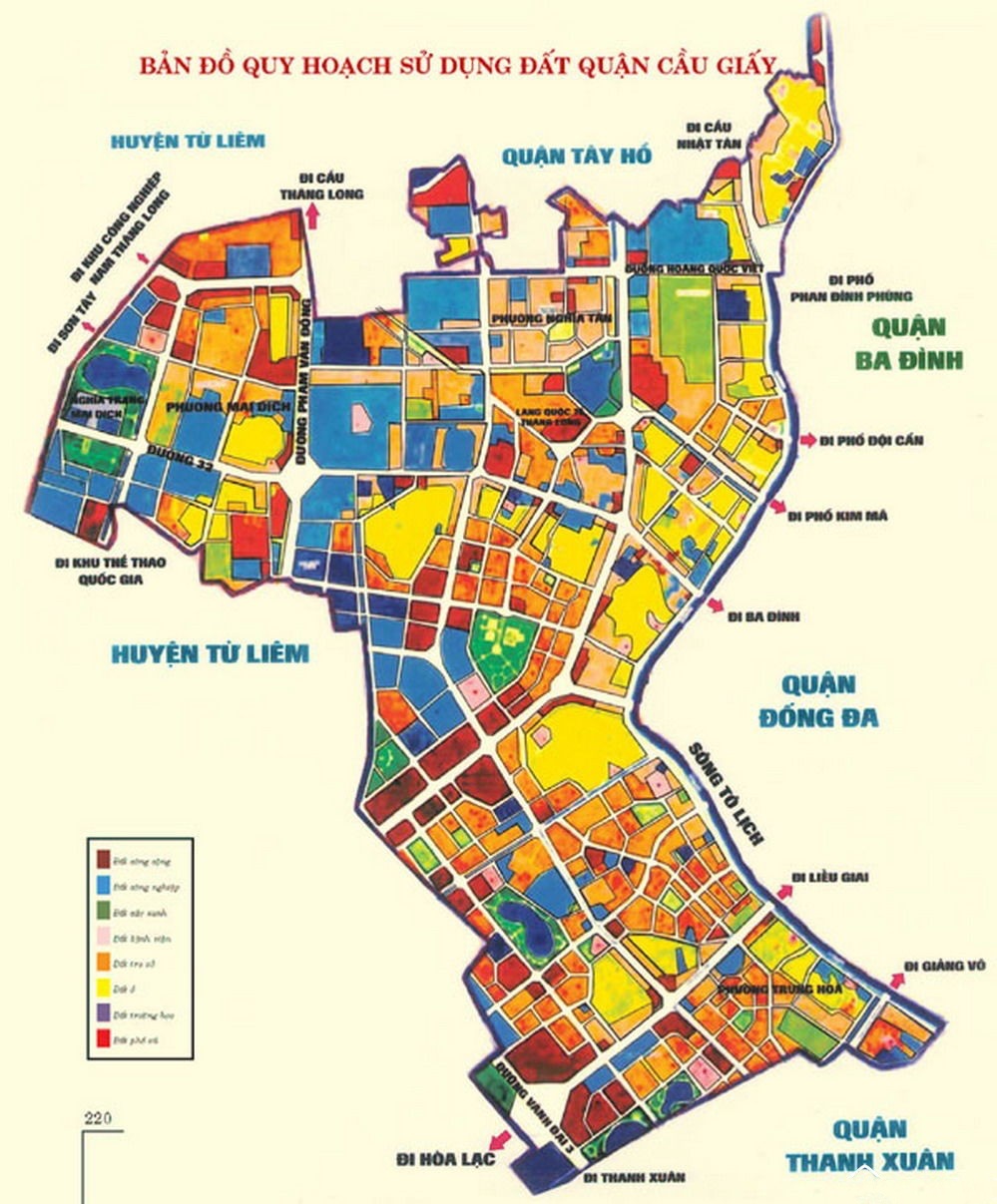 Bản đồ quy hoạch sử dụng đất quận Cầu Giấy