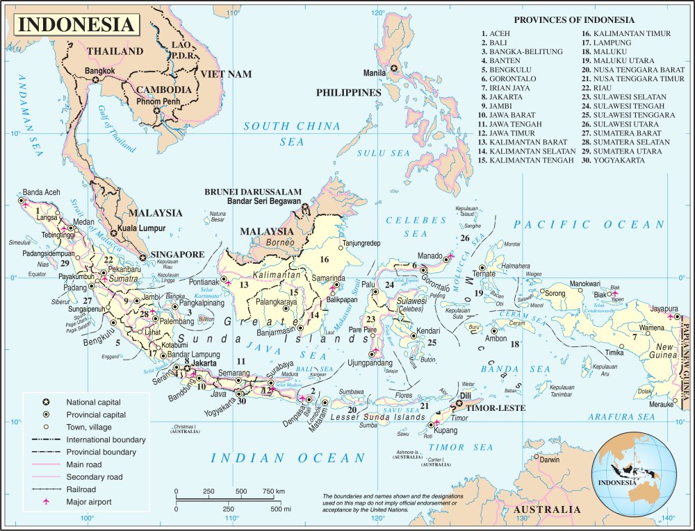 Bản đồ hành chính nước Indonesia năm 2022