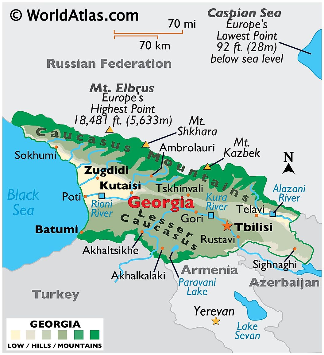 Bản đồ nước Gruzia (Georgia Map) khổ lớn năm 2023