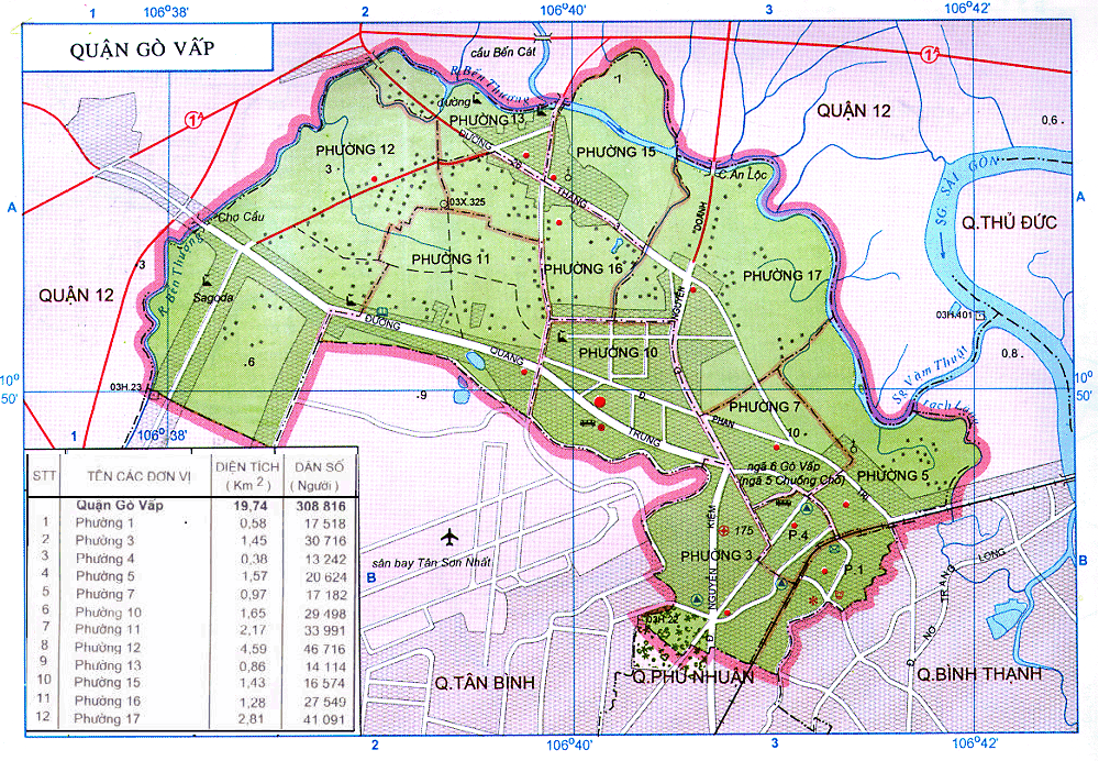 Bản đồ các đường ở Quận Gò Vấp hiện nay