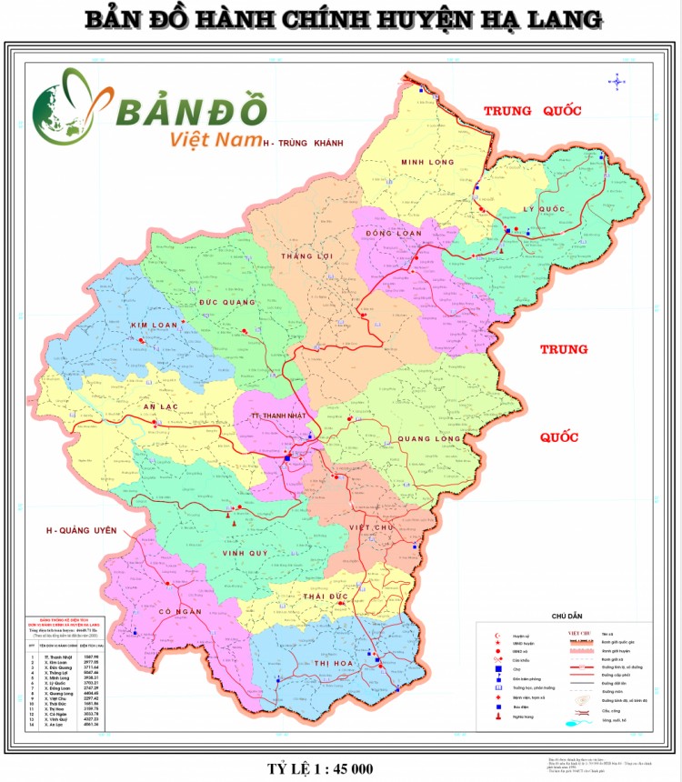 Bản đồ hành chính huyện Hạ Lang