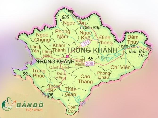 Bản đồ hành chính Huyện Trùng Khánh
