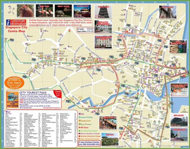Bản đồ hệ thống khách sạn phục vụ du lịch tại Singapore
