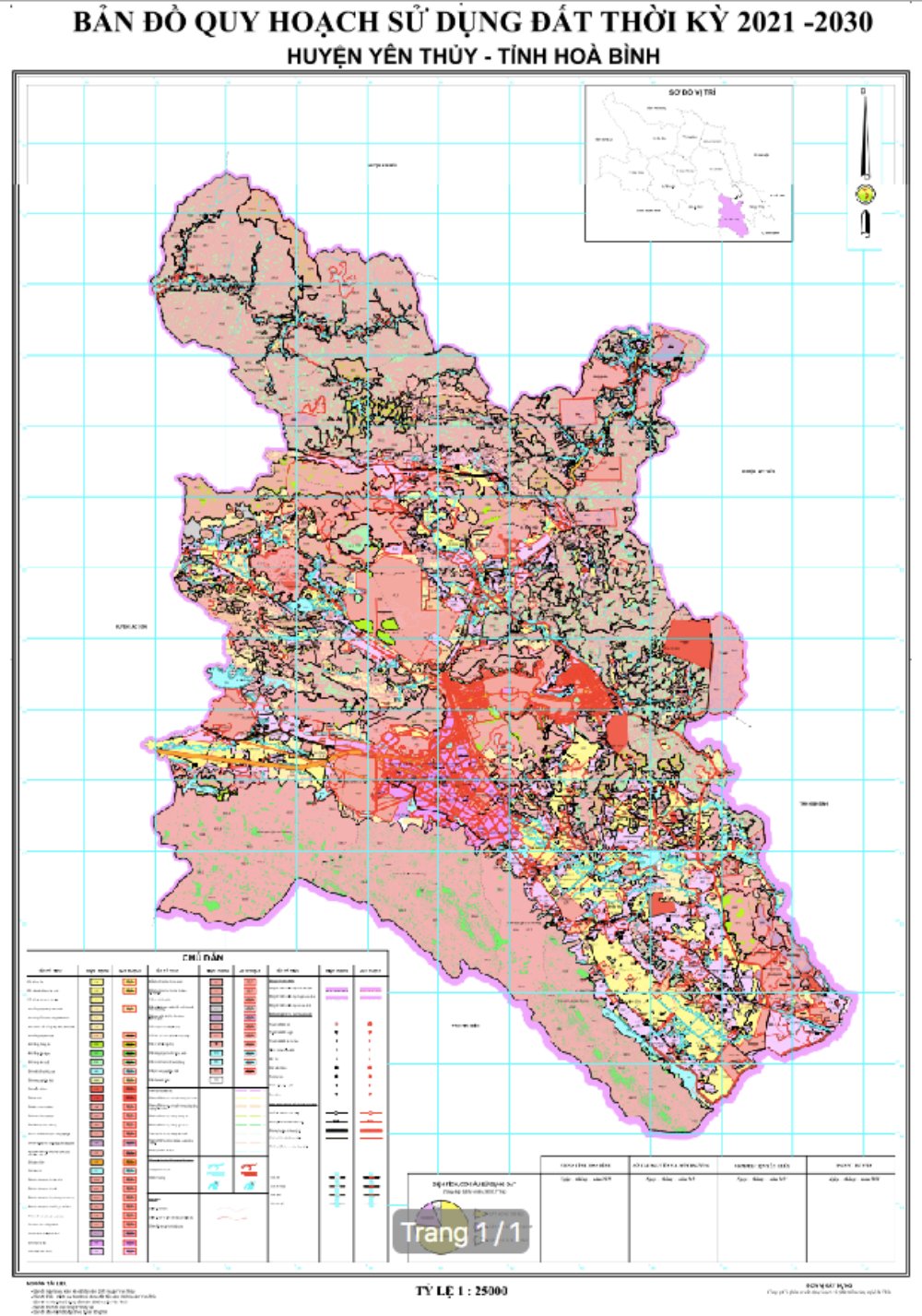 Bản đồ quy hoạch sử dụng đất huyện Yên Thuỷ mới nhất đến năm 2030