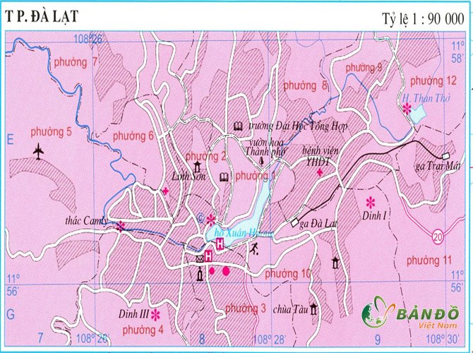 Bản đồ hành chính thành phố Đà Lạt