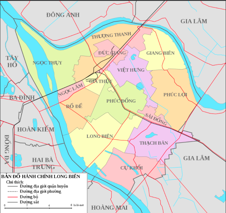 Bản đồ hành chính Long Biên hiện nay