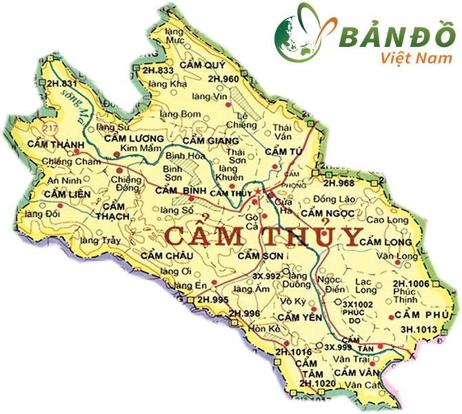Bản đồ hành chính huyện Cẩm Thủy    
