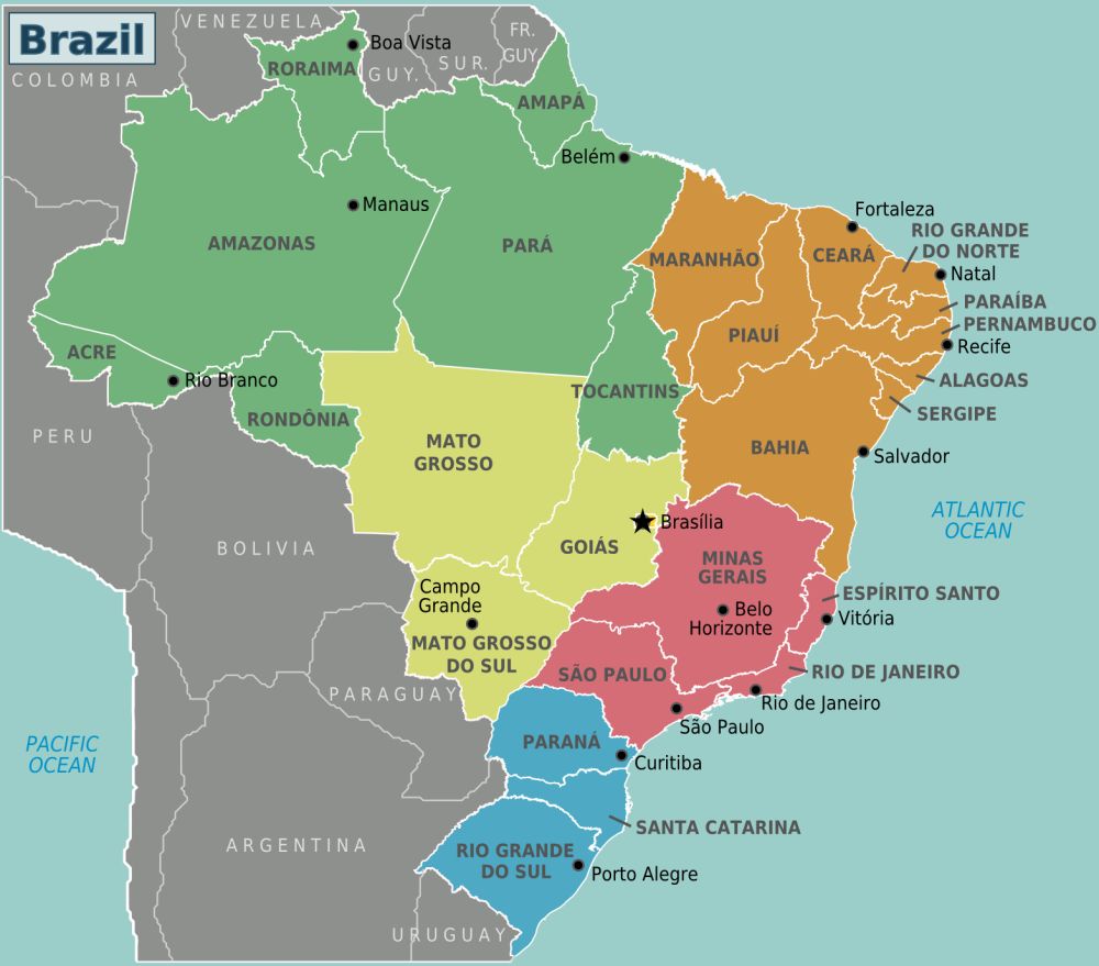 Bản đồ nước Brazil, Click vào ảnh để xem bản đồ Brazil phóng to