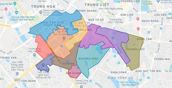 Vị trí các phường tại Quận Thanh Xuân
