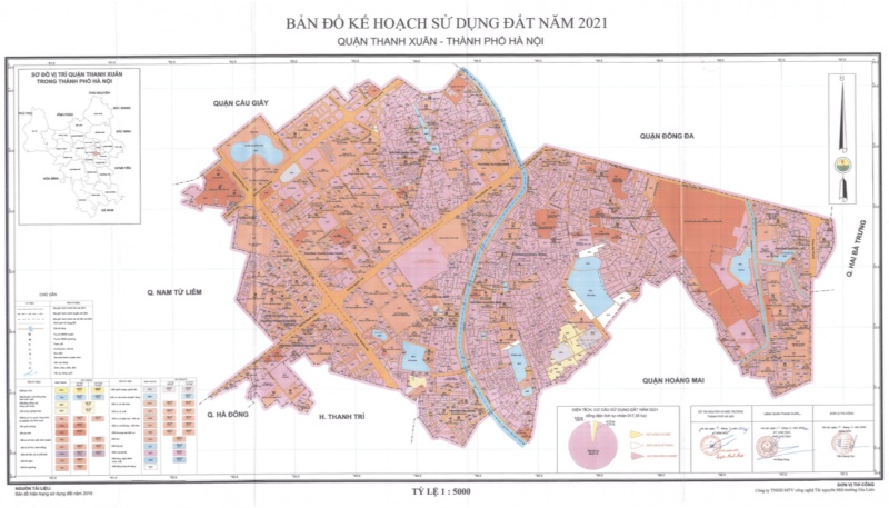 Bản đồ quy hoạch sử dụng đất Quận Thanh Xuân mới nhất