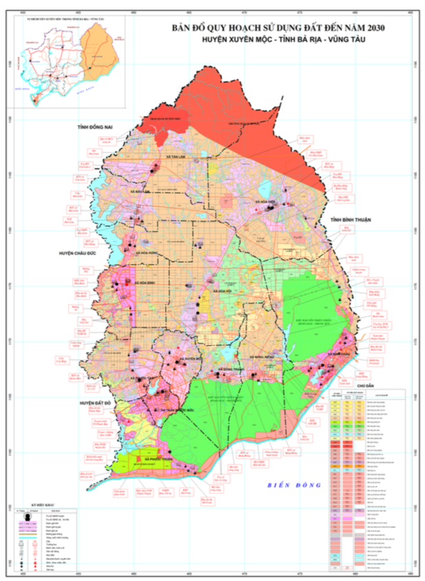 Bản đồ quy hoạch sử dụng đất huyện Xuyên Mộc đến năm 2030