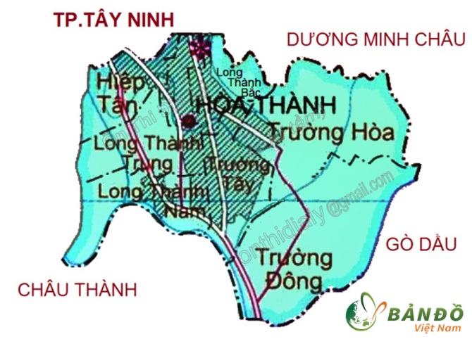 Bản đồ hành chính thị xã Hòa Thành
