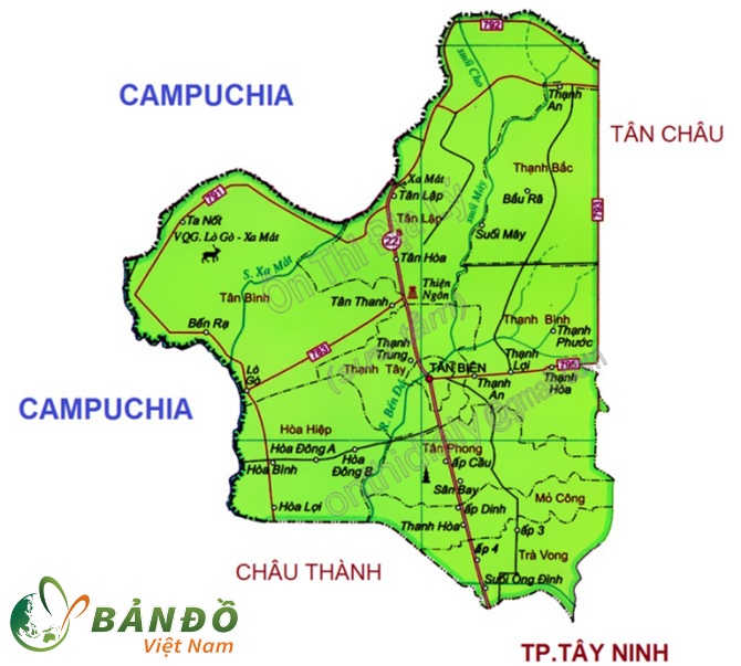 Bản đồ hành chính Huyện Tân Biên    