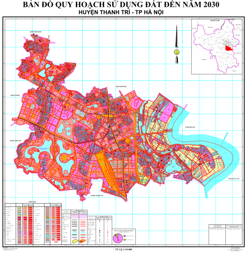 Bản đồ quy hoạch sử dụng đất huyện Thanh Trì đến năm 2030