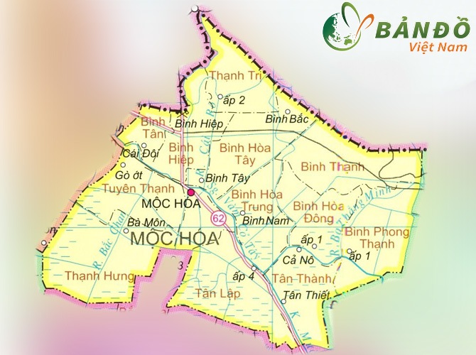 Bản đồ hành chính huyện Mộc Hóa