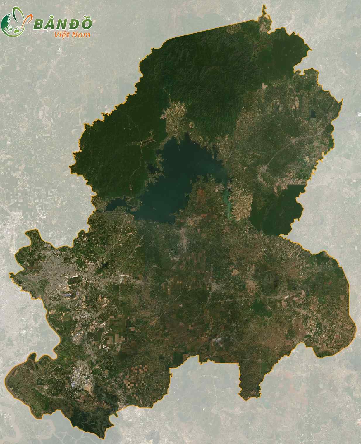 Bản đồ tỉnh Đồng Nai ở vệ tinh