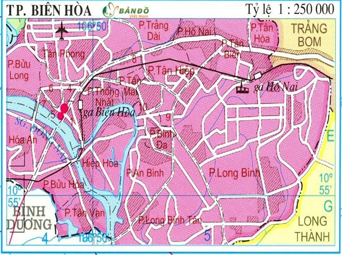 Bản đồ hành chính thành phố Biên Hoà
