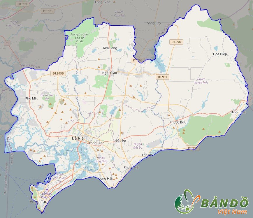 Bản đồ tỉnh Bà Rịa – Vũng Tàu trên nền tảng Open Street Map