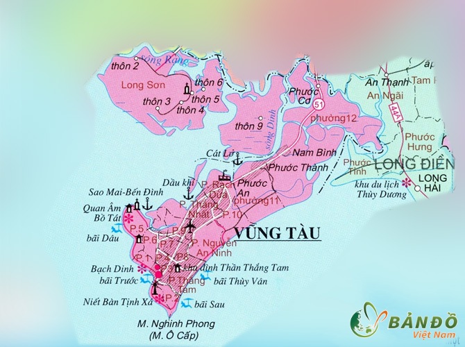 Bản đồ hành chính thành phố Vũng Tàu