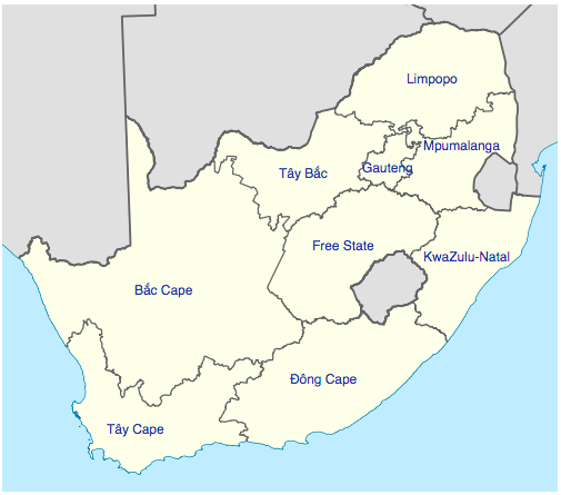 09 đơn vị hành chính của nước Nam Phi