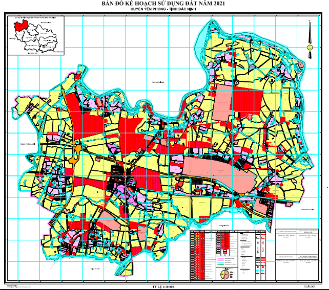 Bản đồ quy hoạch sử dụng đất Huyện Yên Phong đến năm 2021