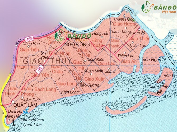 Bản đồ hành chính huyện Giao Thủy
