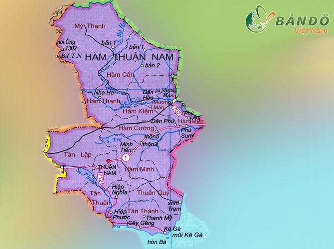Bản đồ hành chính huyện Hàm Thuận Nam
