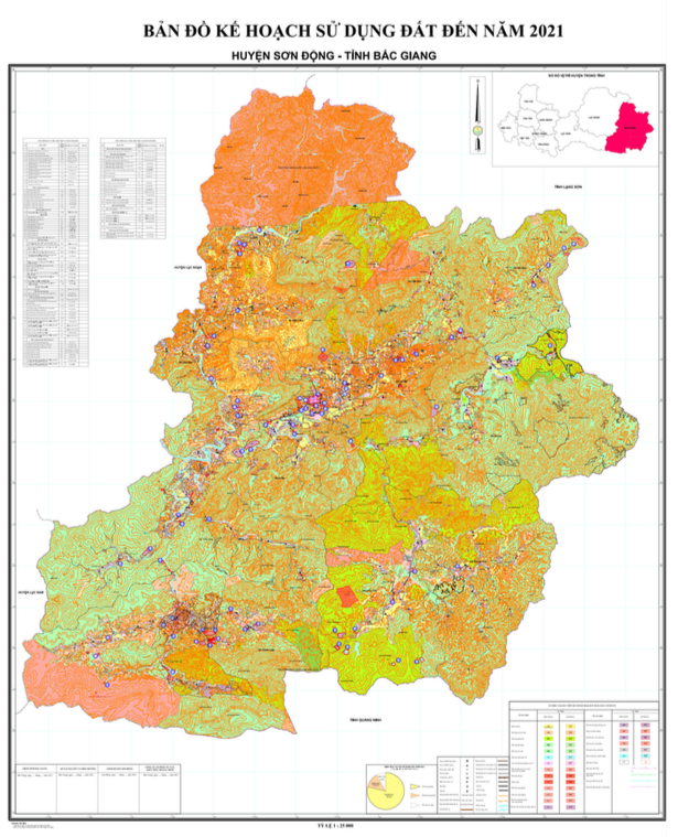 Bản đồ quy hoạch sử dụng đất Huyện Sơn Động đến năm 2021