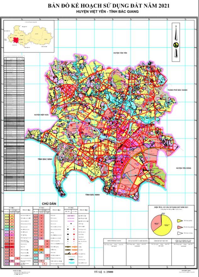 Bản đồ quy hoạch sử dụng đất Huyện Việt Yên đến năm 2021