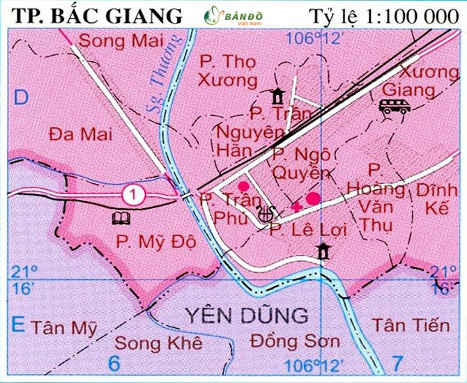 Bản đồ hành chính thành phố Bắc Giang 