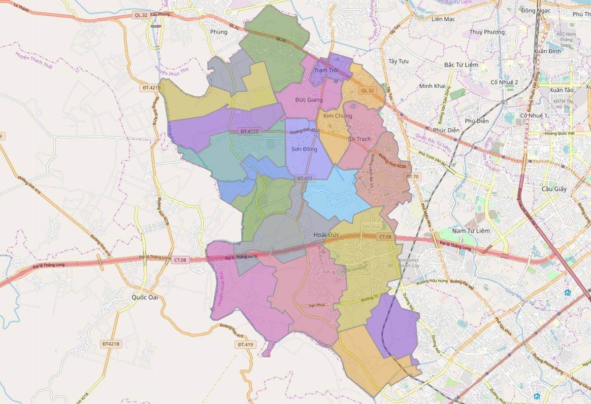 Bản đồ huyện Hoài Đức & Thông tin quy hoạch đến năm 2030