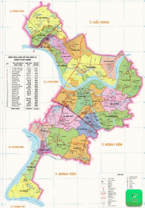 Bản đồ hành chính các xã tại huyện Gia Lâm năm 2022