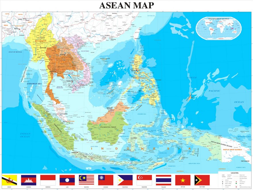 TẢI Bản đồ các nước Đông Nam Á khổ lớn phóng to năm 2023