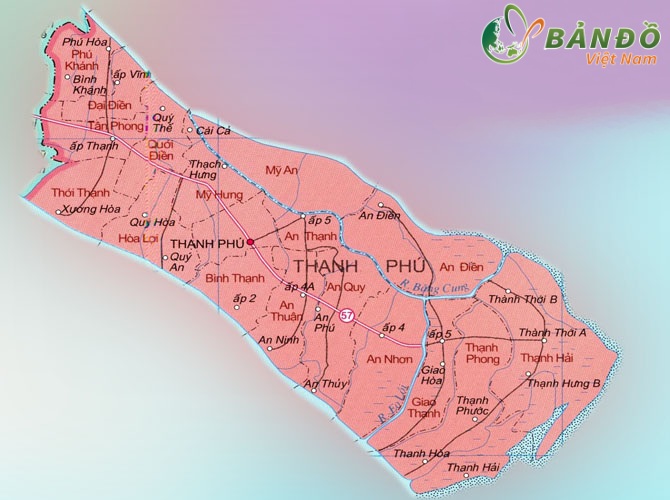 Bản đồ hảnh chính Huyện Thạnh Phú