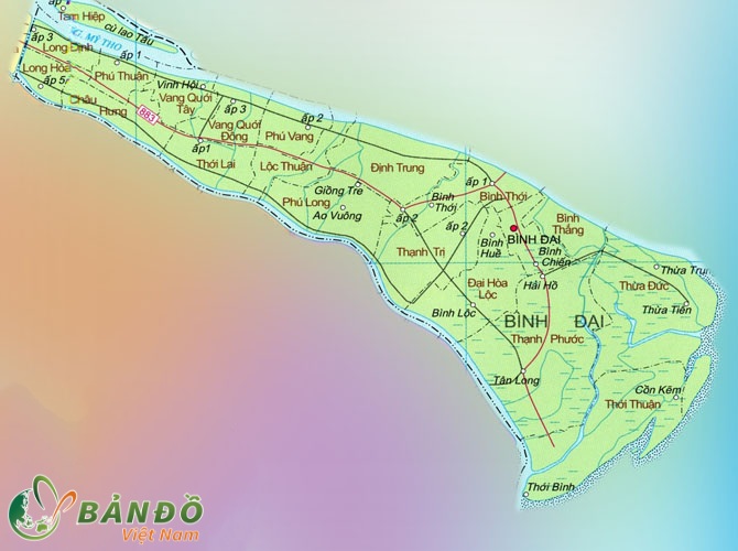 Bản đồ hành chính Huyện Bình Đại 