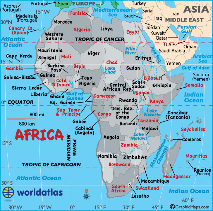 TẢI Bản đồ các nước Châu Phi (Africa Map) khổ lớn 2022 2