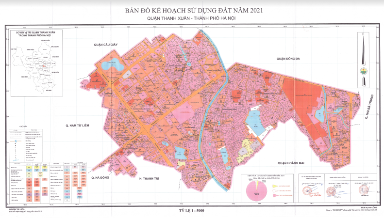 Bản đồ quy hoạch sử dụng đất Quận Thanh Xuân đến năm 2021