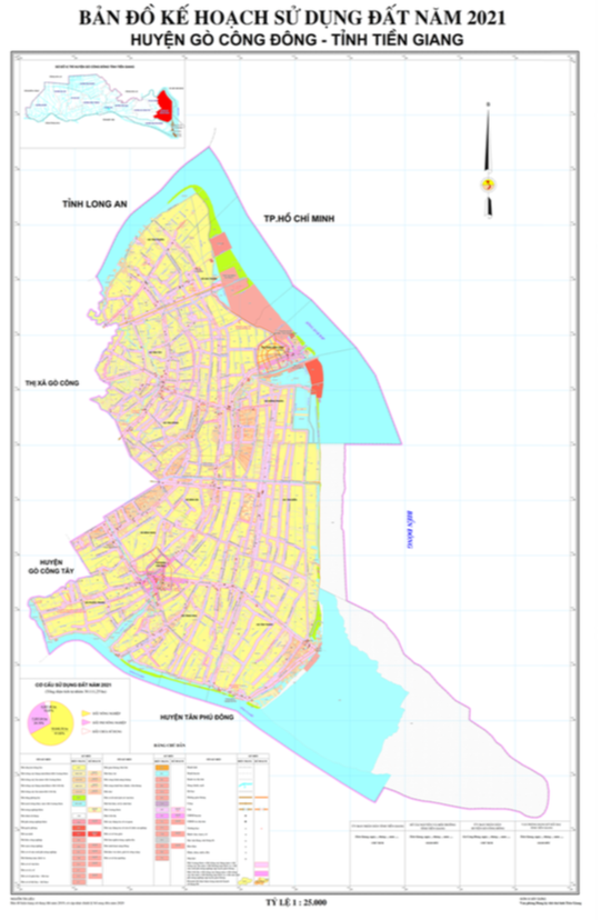 Bản đồ quy hoạch sử dụng đất Huyện Gò Công Đông đến năm 2021