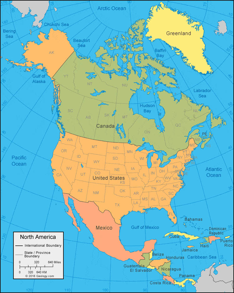 Bản đồ Châu Bắc Mỹ (North America Map) khổ lớn năm 2023