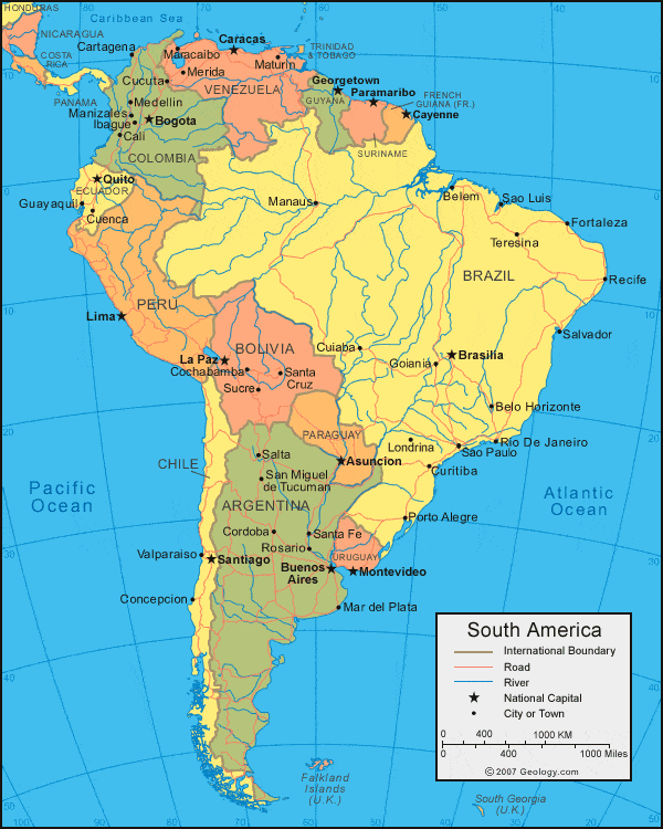 Bản Đồ Châu Nam Mỹ (South America Map) Khổ Lớn Năm 2023